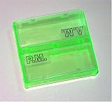 Peek-a-box 2 Compartments Pill Box Organizer Color Transparent Green- Made in the Usa