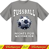 witziges Sprüche Tshirt Fussball - nichts für Weicheier Gr S Fb grau plus Absperrband