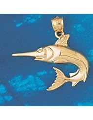 Dazzlers Solid 14k Gold Marlin Trout Fish Charm Pendant Available in three colors from jewelsberry (weights: 2.9 grams only)