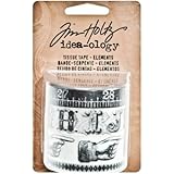 Elements Tissue Tape by Tim Holtz Idea-ology, 4 Rolls per Pack, 10 Yards Each, Assorted Widths, Black/White, TH93068
