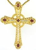 Gold Plated Key Cross Necklace Cz Made in the Usa