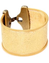 Streets Ahead 1 1/2" Embossed Sketchy Floral Clean Gold Cuff Bracelet