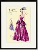 Black Framed/Matted Print 17x23, Magenta Evening Gown