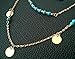 Shensee Female New Vogue DIY Gold Double Turquoise Sequins Pendant Chain Statement Necklace