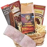 Chocolate Coffee Gift Basket, Kona Smooth Hawaiian Blend, Ground Coffee, for Christmas, All Occasion