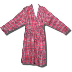 Claiborne Mens 100% Cotton Plaid Flannel Robe - ON SALE