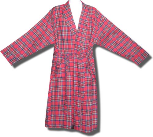 Claiborne Men's 100% Cotton Plaid Flannel Robe - ON SALE