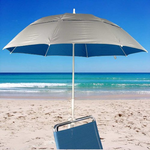 Clamp-on Fiberglass Beach / Rain Umbrella w Vent UPF 50 - Pacific Blue Inside