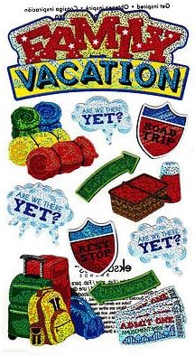 "FAMILY VACATION" - 12 Foil Pieces -Sticko EK Success Sticker/Tropical, Beach