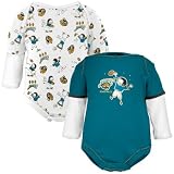 NFL Jacksonville Jaguars Infant Teal-White Double Layer Sleeves Bodysuit Set (24 Months)