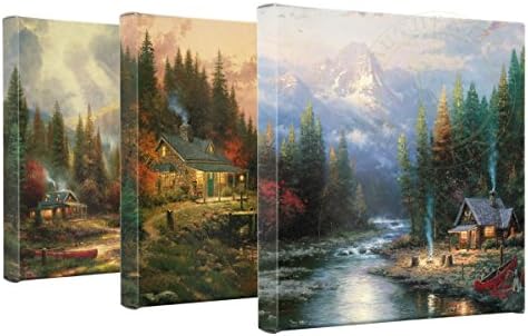 Thomas Kinkade End Of A Perfect Day Set of 3 Wrapped Canvases 14 x 14 Gallery Wrapped Canvas