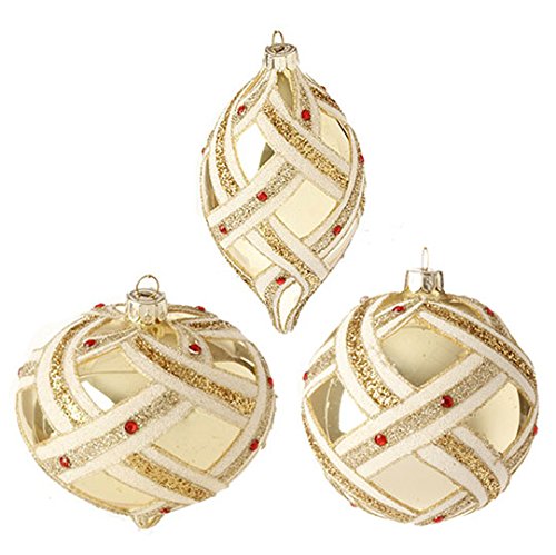 RAZ Imports – 4″ Glittered Ornaments – Set of 3