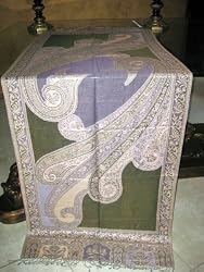 Women's Wrap-elegant Silver & Green Reversible Paisley Pashmina Shawl Wrap 80x 30 Free Shipping