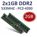 2GB Dual Channel Kit 2 x 1 GB 240 pin DDR2-533 (533Mhz, PC2-4200U, CL4, 240 pin) NON ECC, unbuffered f�r DDR2 Mainboards - 100% kompatibel zu PC2-3200U, CL3