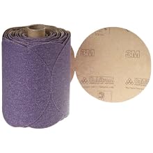 3M Stikit Paper Disc Roll 735U, PSA Attachment, Ceramic Aluminum Oxide, 5" Diameter, P80 Grit (Roll of 100)