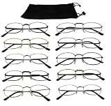 Reading Glasses-Lot Of 10-Metal Frame-FREE Case+3.50