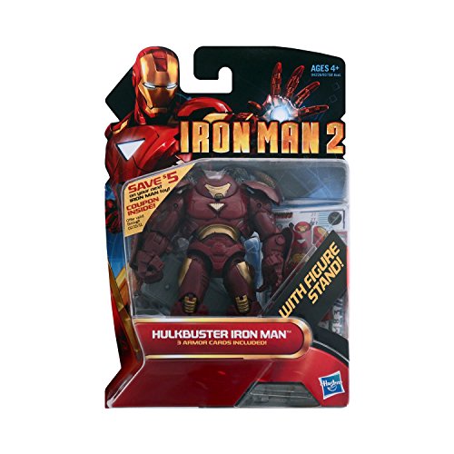 Iron Man 2 Movie Series 4 Inch Tall Action Figure Set #27 - HULKBUSTER IRON MAN with Figure Display Stand Plus 3 Armor Cards