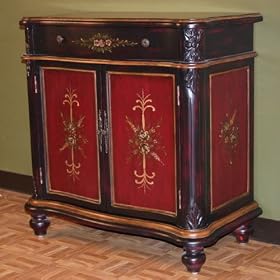 Traditional Style Antiqued Furniture - Hand Painted 1 Drawer Cabinet LT-0086