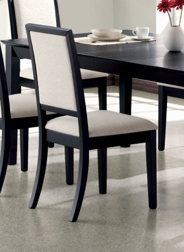 Set of 2 Dining Chairs Creme Chemile Distressed Black Finish