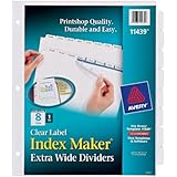 Avery Index Maker Extra-Wide Clear Label Dividers, White, 8-Tab Set (11439)