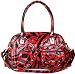 Womens Red Animal Print Patent Bowling Bag Style Handbag