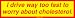   - I drive way too fast to worry about cholesterol. Bumper Sticker