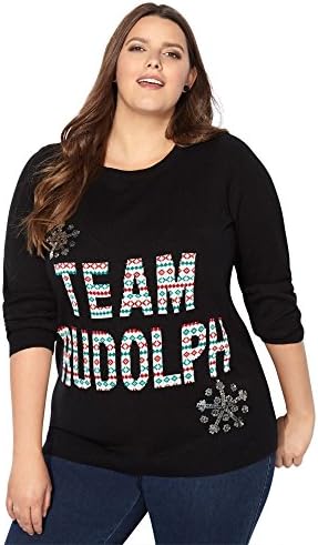 Avenue Women's Team Rudolph Pullover Sweater, 22/24 Black