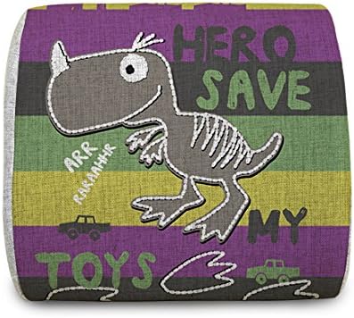 Ilyzone Memory Foam Dinosaur Colourful Durable Cotton Linen Fabric Pillow Lower Back Cushion Support Car Seats, Office Seats,Sofa