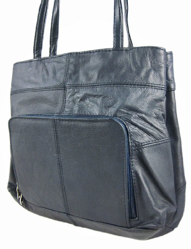 Classic Navy Blue Leather Ladies Purse Shoulder Bag