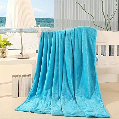 VVLuck Extra Soft Fleece Bedding Blanket Lightweight Elegant Graceful Pure Color Throw/Bed Thickening Warm Cozy Blanket for Kids Adult in Winter Sky Blue Full(71"x79"/180cm x 200cm)