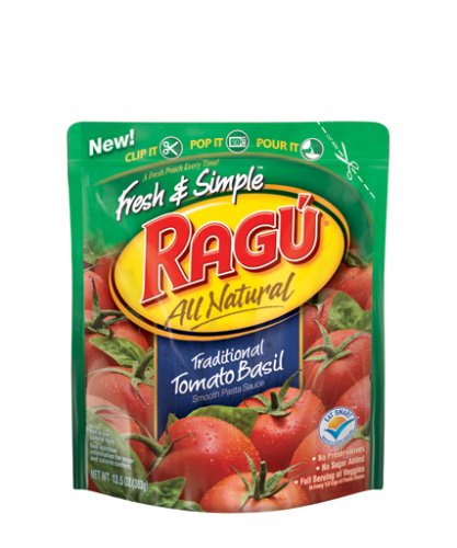 Ragu Fresh & Simple Smooth Pasta Sauce, Traditional Tomato Basil, 13.5-Ounce Pouches... by Ragu
