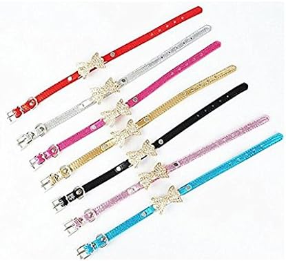 OALY Beautiful Crystal Diamond Bow Crocodile Pet Dog Cats Collar Size S Black