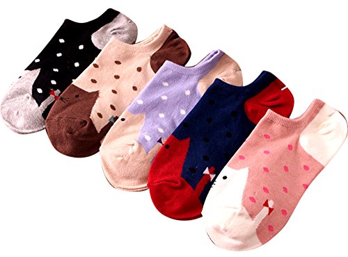 AM CLOTHES Womens Cute 5 Pack Low Cut Colorful Animal Ankle Socks