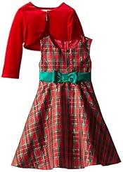 Girls  Polyester/Spandex Plaid Print  Dress With a Bow(s) and a Ribbon 