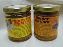 Twin Pack Box of Honey Fire Mustard and Murder Mustard. These Endorphin Creating Mustards Are the Creation of Famed Undersea Explorer Dr. E. Lee Spence.
