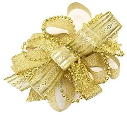 Hair Bows ~ New Gold Metallic Stripe Loop Hairbow