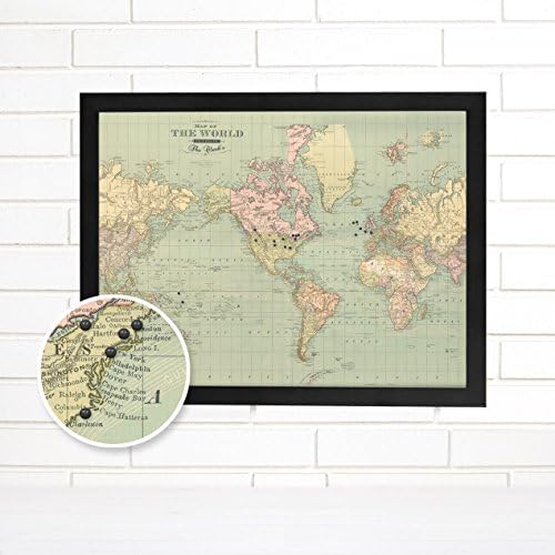 Personalized Vintage "Map Of The World" Travel Push Pin Map