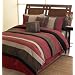 Brick Red Jacaranda Striped Micro Suede Luxury Bed in a Bag Comforter 6 piece Bedding Set -King Size