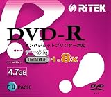 RiTEK D-R8X10PWN DVD-R�f�[�^�p 4.7GB 1��L�^�p 8�{�� ���C�h�v�����^�u�� �� �X�����P�[�X 10������ D-R8X10PWN