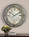 Large Indoor Outdoor Patio Wall Clock Stone Thermometer
