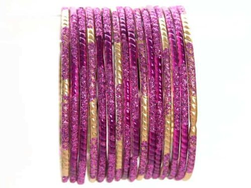 Click here to buy Beachcombers! Ethnic Glass Indian Bangles Belly Dance Bracelets Set Purple.