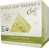 Choice Organic Whole Leaf Organics Jasmine Green Tea Pyramids, 15-Count, 1.05-Ounce Boxes (Pack of 3)