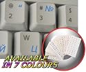 RUSSIAN CYRILLIC KEYBOARD STICKERS WITH BLUE LETTERING ON TRANSPARENT BACKGROUND