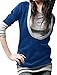 Allegra K Women Layered Tops Splicing Drawstring Hooded Tunic Shirt, Blue, Medium / US 10