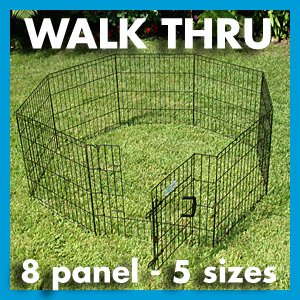 Childrens Toyshop  Pet Supplies : 30H" x 24" 8 Panel GoGo Black Epoxy Exercise Pen w/ Walk Thru Door