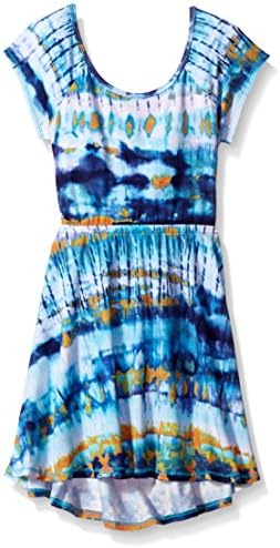 T2Love Little Girls' Tie Dye Tie Back Skater Dress, Multi, 8