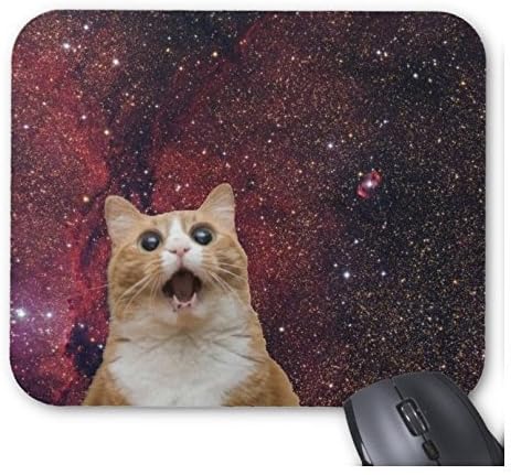 URDesigner Personalized Galaxy Cat Screaming In Space Mouse Pad Support For Wireless Mouse Optical Mouse Durable Office Accessory And Gift