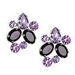 Silvertone Purple Crystal Cluster Fashion Earrings