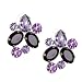 Silvertone Purple Crystal Cluster Fashion Earrings