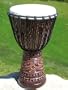 20" x 13-14" Djembe Hand Drum - African Antique Natural Mahogany. A Top Rate, Quality Drum with Sound Guarantee.